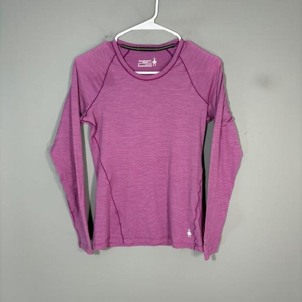 Smartwool T-Shirt Womens Small Pink Stripe Merino 150 Crew Long Sleeve Top